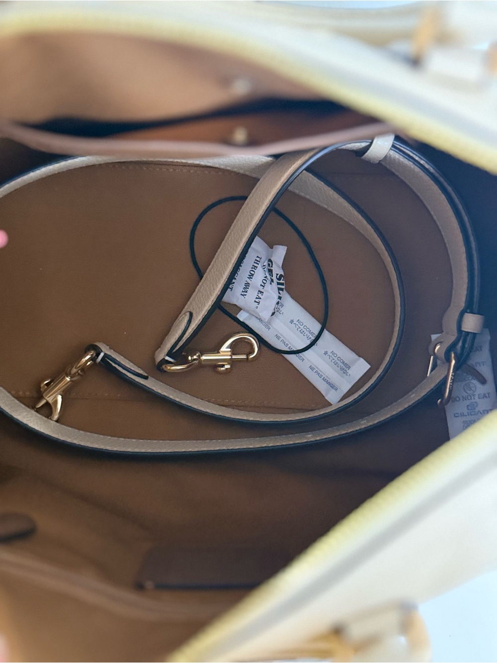 Large Coach Rowan Pebble Leather Satchel in Ivory with Gold Hardware - Picture 5 of 6